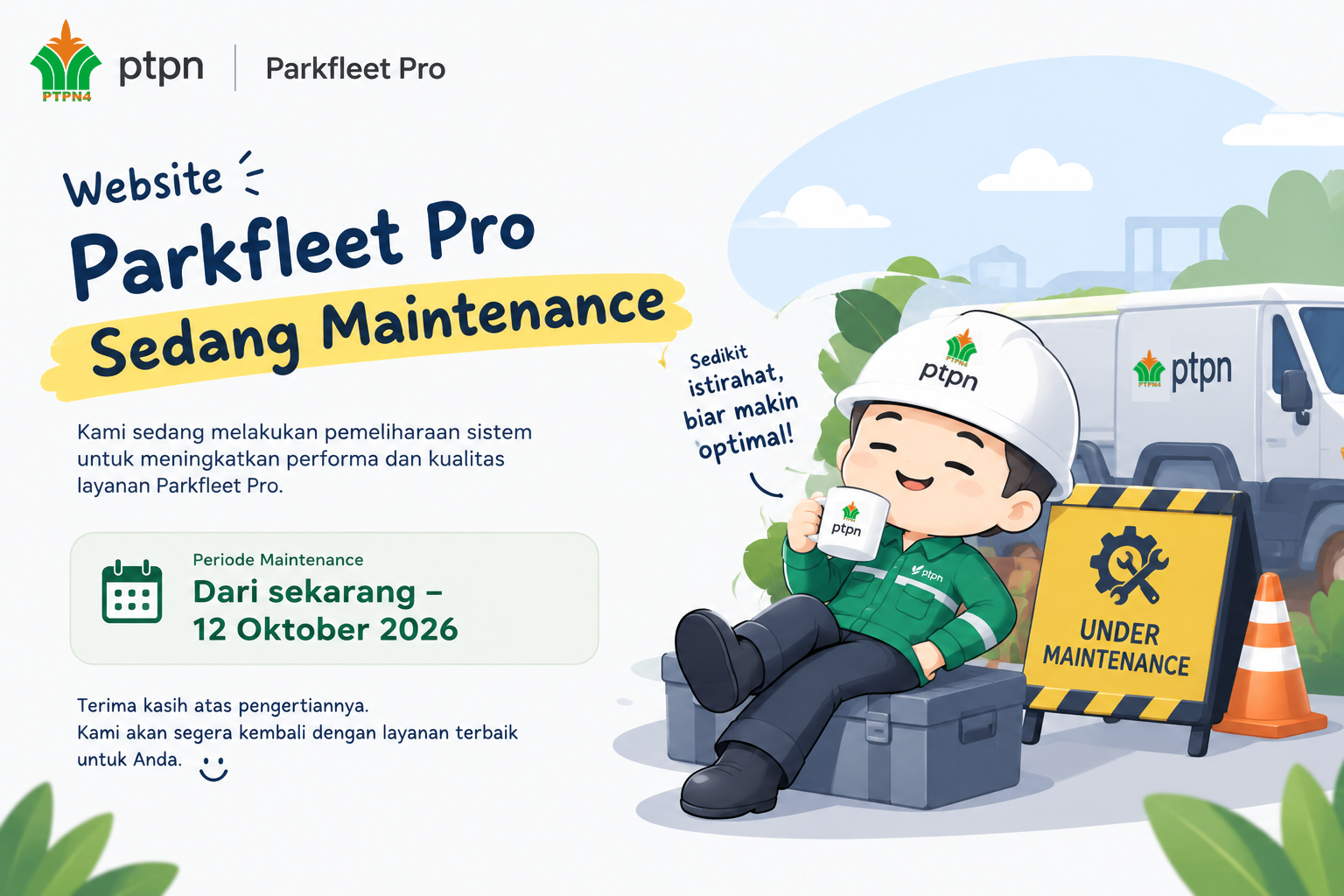 Website Parkfleet Pro Sedang Maintenance